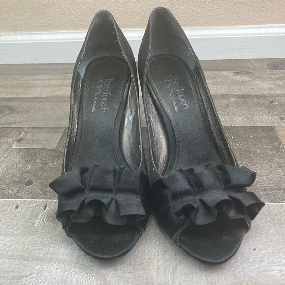 The Touch of Nina Black Open-toed Women's Heels Size 8US - Picture 9 of 13
